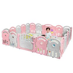 20-Panel Playpen with Music Box & Basketball Hoop