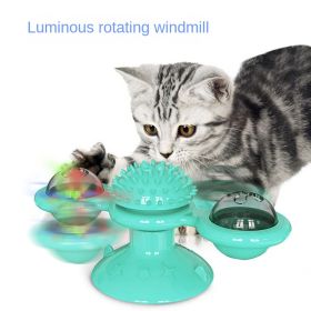 Spinning windmill teasing cat toy luminous mint sucker toy cat biting self-excited toy 2 windmills (colour: Green)